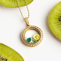 Add a slice of zest to your Living Locket® jewelry with our Kiwi Charm. This charm features a vibrant kiwi design that brings a fresh and fun element to any Living Locket®. This adorable floating charm is perfect for fruit lovers or anyone who wants to add a splash of color to their charm collection. Kiwi Design, Locket Jewelry, Colorful Owl, Living Locket, Colorful Owls, Charm Collection, Jewelry Lockets, Floating Charms, Owl Jewelry