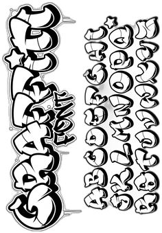 graffiti alphabets and numbers with black and white ink on the upper half of each letter