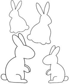 three rabbits sitting next to each other in the shape of a bunny and another rabbit