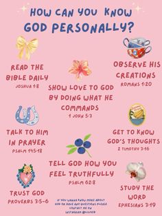 a pink poster with the words how can you know god personality?