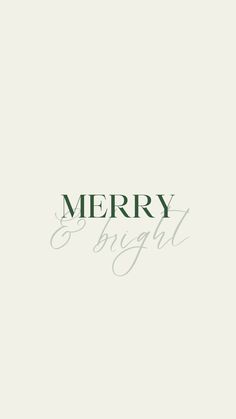 merry and bright christmas card with green lettering