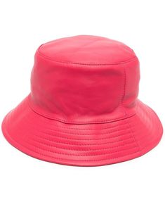 raspberry pink lambskin tonal stitching dropped wide brim Leather Bucket Hat, Yves Salomon, Bucket Hat Black, Raspberry Pink, Pink Hat, Leather Bucket, Stitching Leather, Brim Hat, Wide Brimmed