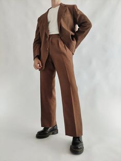 Wedding Suit Guest Men, Brown Semi Formal Outfit Men, Summer Gala Outfit Men, Men Suit Oversized, Brown Tie Outfit Men, Outfit For Wedding Guest Men, Brown Suit Outfit Men