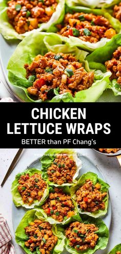 lettuce wraps with meat and vegetables on them