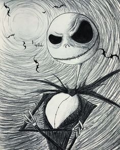 a drawing of jack skellingy from the nightmare before it was finished by someone else