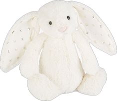 a white stuffed animal with stars on its ears