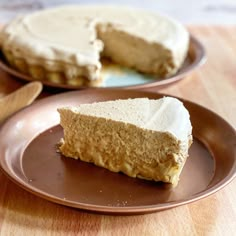 a piece of cake sitting on top of a brown plate