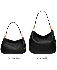 Timeless and versatile, the Soft Pebble Leather Cary Crossbody by Coach compliments any and every outfit. Black Crossbody Bag Coach, Vintage Leather Coach Bags, Coach Cary Crossbody Bag, Coach Cary Shoulder Bag, Medium Size Purse, Classic Bags Timeless, Black Shoulder Bag Outfit, Coach Bags Handbags, Coach Bag Outfit