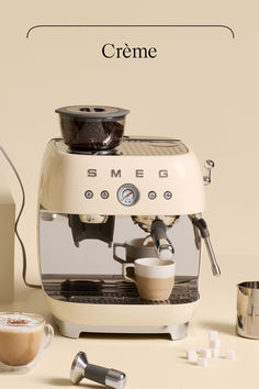 an espresso machine sitting on top of a counter