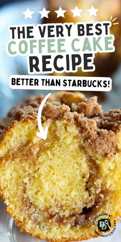 Best ever coffee cake recipe using yellow box cake mix. Better than Starbucks, the ultimate copycat recipe full of cinnamon flavor baked in a bundt pan without sour cream or buttermilk topped with a crumb topping. Coffee Cake Sallys Baking, Easy Coffee Cake With Yellow Cake, Bus Quick Velvet Crumb Coffee Cake, The Best Coffee Cake Ever, Sour Cream Coffee Cake Recipe Easy, Best Coffee Cake Recipes Bundt, Easy Coffee Cake Loaf, Cake Mix Sour Cream Coffee Cake