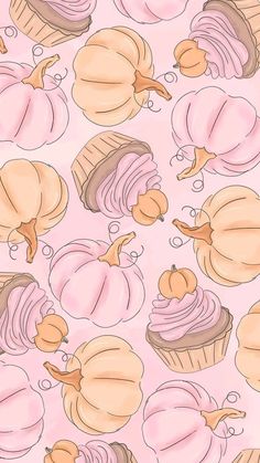 an image of cupcakes and muffins on a pink background for wallpaper