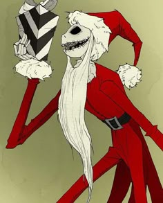 a drawing of santa claus and the grin