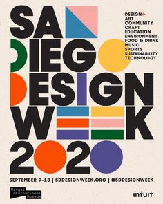 the poster for the design week is shown in black, white, and orange colors