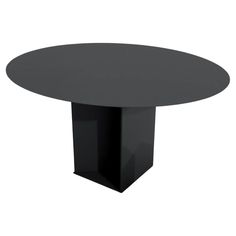 a round table with black pedestals and an open end in the center, against a white background