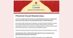 the website for pinterest diwali masterclasss is displayed on a pink background