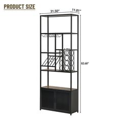 the product size is shown for this shelving unit