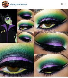 Malificent makeup, I think I'll do this next halloween :) Extreme Make-up, Maleficent Halloween, Drag Make-up, Painting Halloween, Adornos Halloween, Disney Makeup