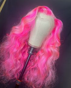 Lace Front Wig Virgin Human Hair Hot Pink 150%Density 18" Body Wave Lace Front Wig, Wave Lace Front Wig, Frontal Wig Hairstyles, Frontal Hairstyles, Pink Wig, Pretty Hair Color, Human Virgin Hair, Celebrity Hair Stylist, Straight Lace Front Wigs