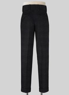 Be the best-dressed in order to be a gentleman that demands perfection. Crafted from wool blend, our Napoleon Black Stone Double Gurkha Wool Trousers are elegant with a smooth and rich effect that exudes style and utmost comfort. An essential pants for your wardrobe which will make your ensemble exceptional. 
 
Look Includes   Napolean Stone Black Wool Fabric  Cross Pocket  Two Pleated Front  Double Button Fastening Wide Waistband  Diamond Pocket On Right  1.5inch Trouser Cuffs  Two Welted Back Black Wool Fabric, Essential Pants, Grey Wool Suit, Blue Linen Shirt, Fabric Cross, Brown Corduroy Jacket, Cashmere Jacket, Tweed Suits, Tuxedo Shirts