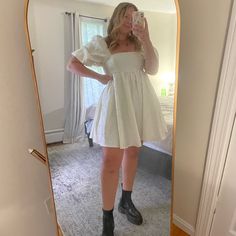 Great For Bridal Events! Wore For My Bridal Shower And The Wedding After Party. Great Condition! Bridal Events, Wedding After Party, Puff Sleeve Mini Dress, Bridal Event, Dress Simple, After Party, Mini Dress With Sleeves, Babydoll Dress, Puff Sleeve