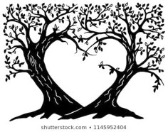 a heart shaped tree with leaves and branches