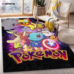 the rug has pokemon characters on it