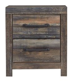 an old wooden nightstand with two drawers