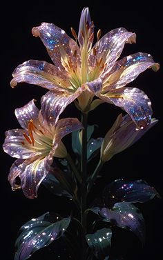 a close up of a flower with water droplets on it