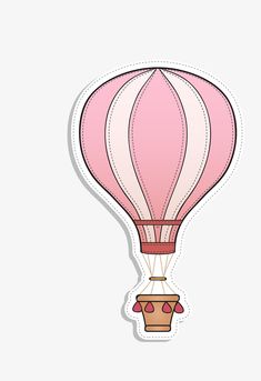 a pink hot air balloon sticker on a white background