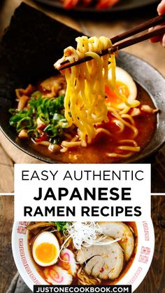 japanese ramen recipe with chopsticks and noodles