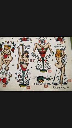 Pinup Tattoo Ideas, Tattoo Ribs, Sailor Jerry Flash, Sailor Jerry Tattoo Flash, Old School Rose, Monami Frost, Cool Tattoo Drawings, Sailor Jerry Tattoos