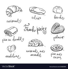 different types of breads and pastries royalty illustration