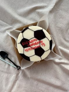 a birthday cake with a soccer ball on it