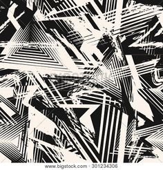 an abstract black and white background with lines, stripes and shapes in the style of grunge