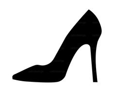 a black and white silhouette of a high heeled shoe