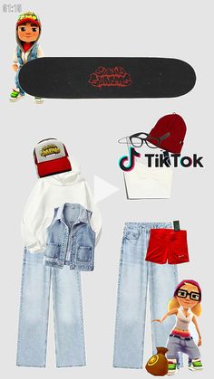 an image of a skateboard with clothing and accessories attached to the boarder's head