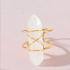 Adjustable Clear Quartz Ring Clear Quartz Ring, Ring Color, Quartz Ring, Gold Plated Jewelry, Womens Jewelry Rings, Clear Quartz, Gold Rings, Gold Plate, Plating