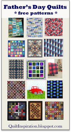 a collage of quilts with the words father's day quilts free patterns