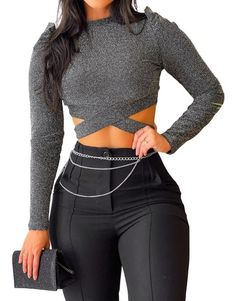 Cropped Blusa Lurex Brilho Trançada Manga Longa Moda Rakul Preet, Jean Top, Looks Vintage, Sweater Outfits, Sweaters & Cardigans, Crop Top, Crop Tops, My Style, Women's Top