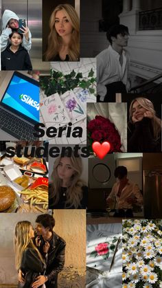 there is a collage of pictures with people and flowers on them, including the words sierra students