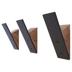 Wall Coat Hook Rack - Set of 3 - Black Walnut Wood Black Metal Decorative Hat Hooks for Hanging Coats - Hat Hangers for Wall Description and features Mid-Century Modern Decor — These decorative wall hooks showcase neutral black powder-coated metal with gorgeous natural walnut blocks revealing its own character of knots and natural wood grain, making each hook a little different but equally stunning! Strong and Reliable — Each wall hook holds up to 25 pounds! Which means that our wood hooks won't pull away from the wall under the weight of winter coats, hats, purses and backpacks, heavy bathroom robes and towels! Exceptional Quality And Craftsmanship — 10-gauge steel cover plate together with solid wood makes for a great looking, top performing heavy duty hook. Installation hardware . Scand Modern Coat Hooks, Koti Diy, Wood Hooks, Coat Hooks On Wall, Wooden Wall Hooks, Decorative Wall Hooks, Hat Hanger, Hook Rack, Black Walnut Wood