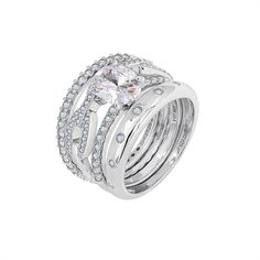 a white gold and diamond ring set