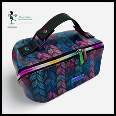 an image of a colorful bag with feathers on it