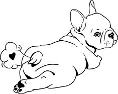 a dog laying on its back with a toy in it's mouth coloring page