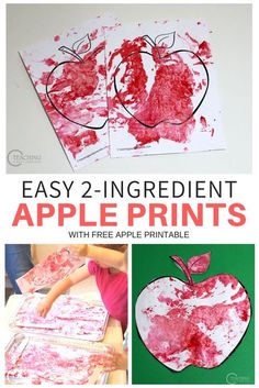 an apple printable with the words easy 2 - ingredient apple prints