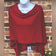 Gorgeous Outfit Making Red Wool Blend Poncho By Caldwell Collection. New With Tags Red One-size Poncho Cape, Red One-size Cape Poncho, Red One Size Cape Poncho, Fall Red Shawl Cape, Oversized Red Cape For Fall, Red Shawl Cape For Fall, Casual Red Long Sleeve Poncho, Red Long Sleeve Poncho, One Size, Casual Red Cape For Autumn