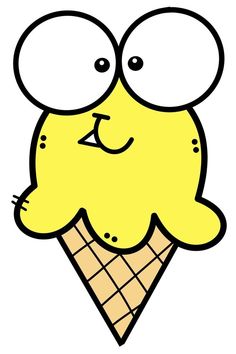 an ice cream cone with two eyes