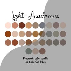 the color scheme for light acadenia is shown in shades of brown and beige