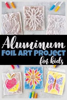 Get ready to say WOW! You and your kids are going to love making this clever and beautiful tin foil art! This Amazing aluminum foil art uses a simple technique to make a truly stunning work of art from simple flowers to butterflies, crosses to houses, animals to any picture or design you can dream up. Try making foil art for kids from toddler, preschool, pre-k, kindergarten, and elementary age kids in first grade, 2nd grade, 3rd grade, and 4th graders too. All you need are a few simple ... 4th Grade Crafts, Tin Foil Crafts, Tin Foil Art, First Grade Art, Art Project For Kids, Aluminum Foil Art, 2nd Grade Art, Summer Math, 4th Grade Art