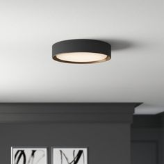 an image of a modern ceiling light in the living room or dining room with two pictures on the wall